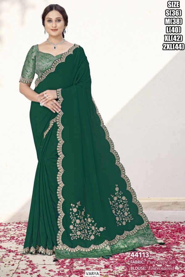 Heavy Worked Party Wear Sarees For Women With Matching Un-Stitched Blouse