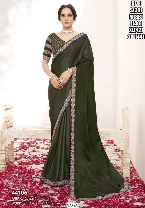 Heavy Worked Party Wear Sarees For Women With Matching Un-Stitched Blouse