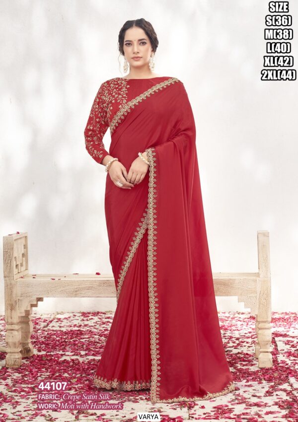 Heavy Worked Party Wear Sarees For Women With Matching Un-Stitched Blouse