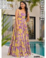 Beach Wear Rayon Heavy Digital Printed Flowy Gown Dresses For Womens