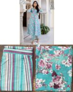 Beautiful Floral Motifs Cotton Kurtis Paired With Stylish Multicolour Striped Pants For This Summer!