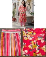 Beautiful Floral Motifs Cotton Kurtis Paired With Stylish Multicolour Striped Pants For This Summer!