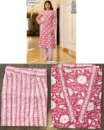 Beautiful Floral Motifs Cotton Kurtis Paired With Stylish Multicolour Striped Pants For This Summer!