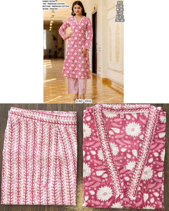 Beautiful Floral Motifs Cotton Kurtis Paired With Stylish Multicolour Striped Pants For This Summer!