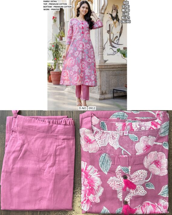 Beautiful Floral Motifs Cotton Kurtis Paired With Stylish Multicolour Striped Pants For This Summer!
