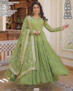 Exclusive Coloured Faux Georgette Wedding Wear Gown With Dupatta