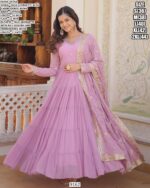 Exclusive Coloured Faux Georgette Wedding Wear Gown With Dupatta