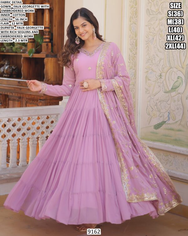 Exclusive Coloured Faux Georgette Wedding Wear Gown With Dupatta