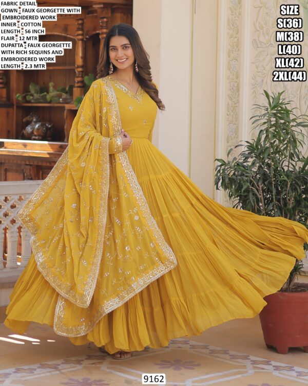 Exclusive Coloured Faux Georgette Wedding Wear Gown With Dupatta