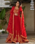 Trendy Wedding Wear Faux Blooming Pretty Embroidery Butta Work Gowns