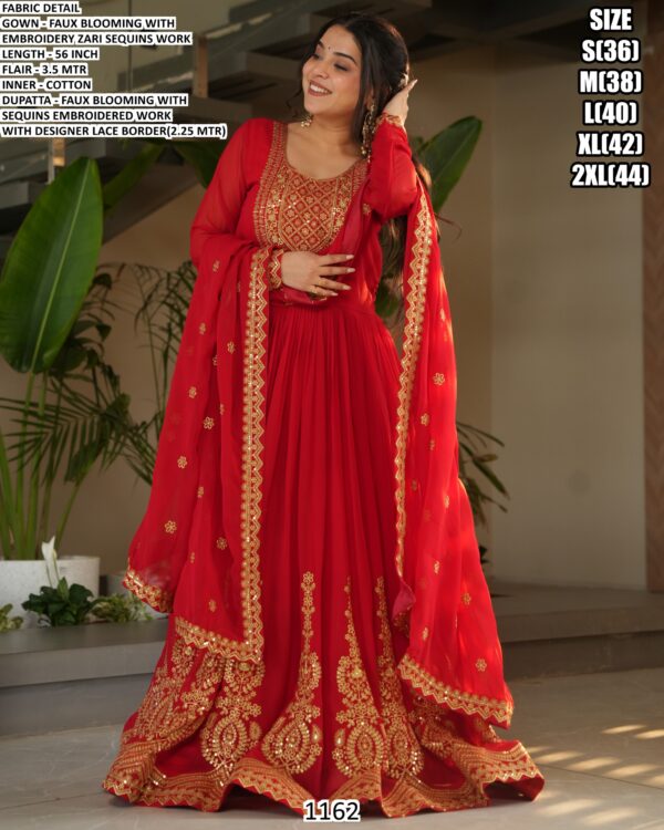 Trendy Wedding Wear Faux Blooming Pretty Embroidery Butta Work Gowns