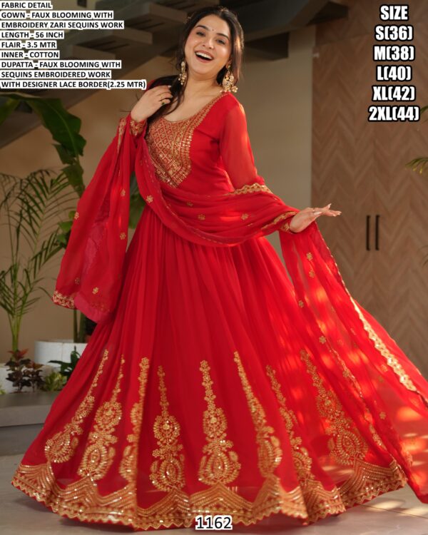 Trendy Wedding Wear Faux Blooming Pretty Embroidery Butta Work Gowns