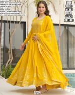 Trendy Wedding Wear Faux Blooming Pretty Embroidery Butta Work Gowns