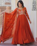 New Arrival! Fendy Embroidery Sequins Work Gown With Dupatta