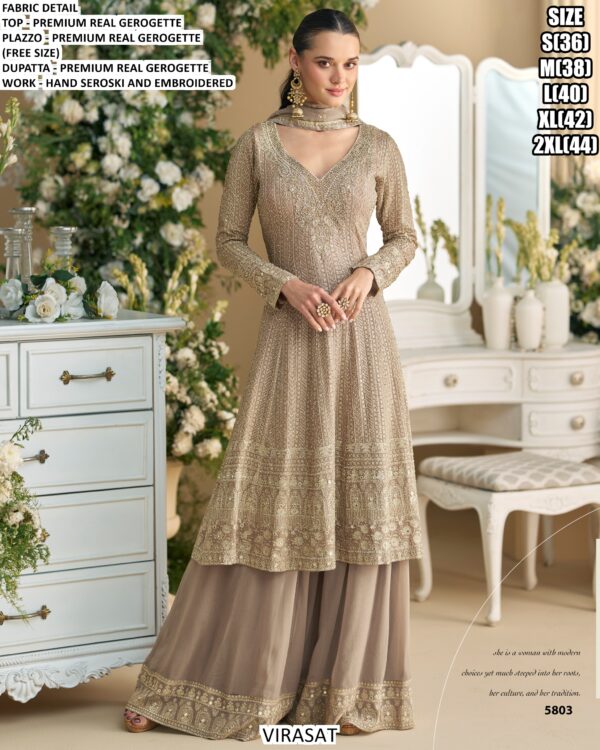 Hand Seroski And Embroidered Designer Readymade Georgette Three Piece Dresses
