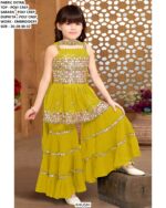 Embroidery Designer Kids' Sharara Outfit With Matching Top And Dupatta