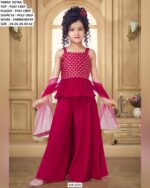 Beautiful Kid's Ethnic Set – Designer Top, Plazo And Dupatta