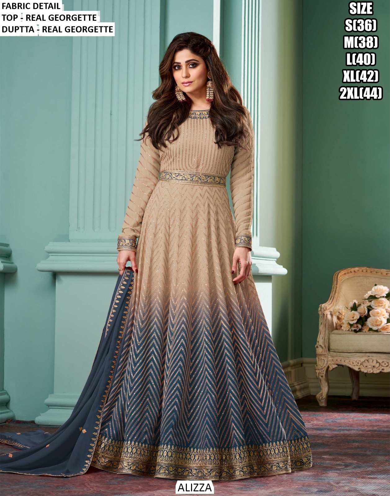 Magenta Heavy Georgette Three Piece Gown main image 0