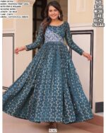 Position Print Full Stitched Jacquard Weaving Party Wear Gown For Womens