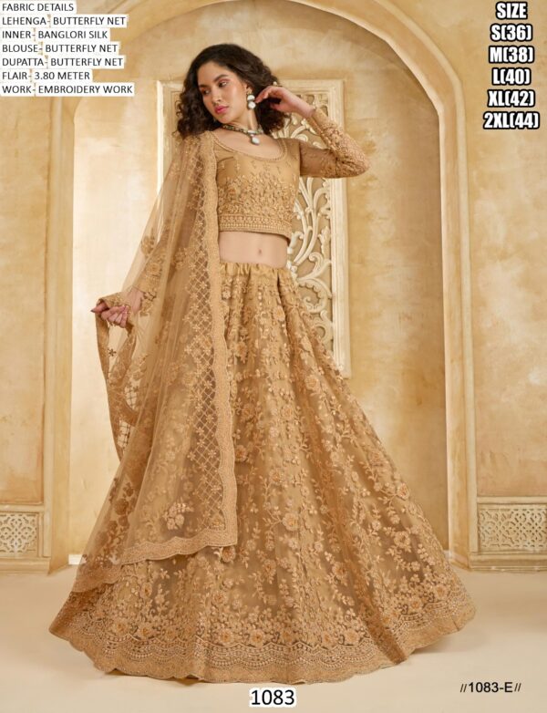 New Semi-Stitched Designer Butterfly Net Bridal Lehenga Choli For Weddings