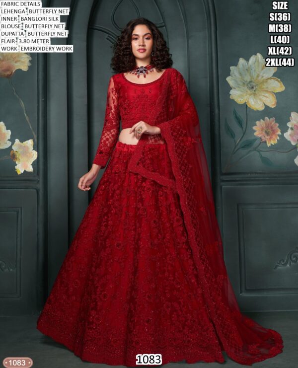 New Semi-Stitched Designer Butterfly Net Bridal Lehenga Choli For Weddings