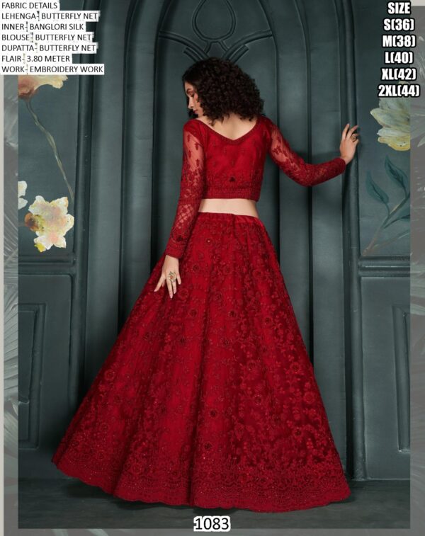 New Semi-Stitched Designer Butterfly Net Bridal Lehenga Choli For Weddings
