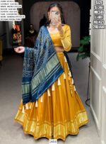 Lagdi Patta Gaji Silk Lehenga Choli With Bandhej-Patola And Pichwai Printed Dupatta