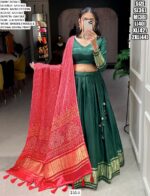 Lagdi Patta Gaji Silk Lehenga Choli With Bandhej-Patola And Pichwai Printed Dupatta