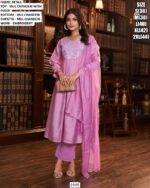 Women's Embroidered Mul Chanderi Readymade Kurti Set With Dupatta