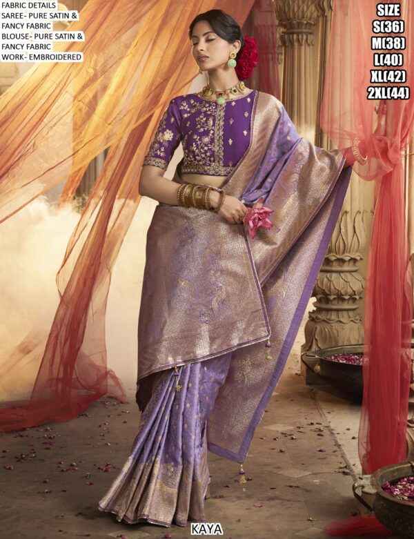 Shop Heavy Designer Satin Sarees Online For Elegant Looks In Luxurious Weddings