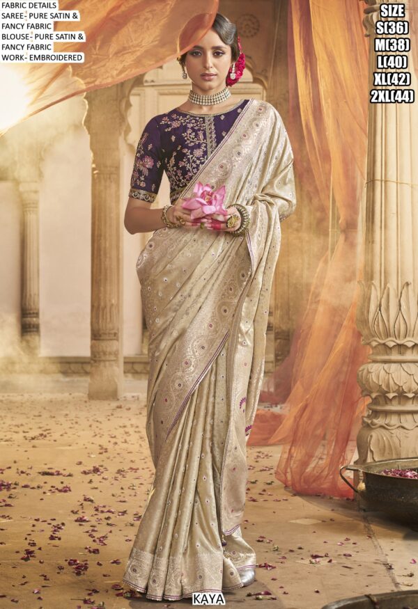 Shop Heavy Designer Satin Sarees Online For Elegant Looks In Luxurious Weddings