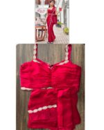 Enthralling Red Colour Cocktail Partywear Saree With Matching Blouse