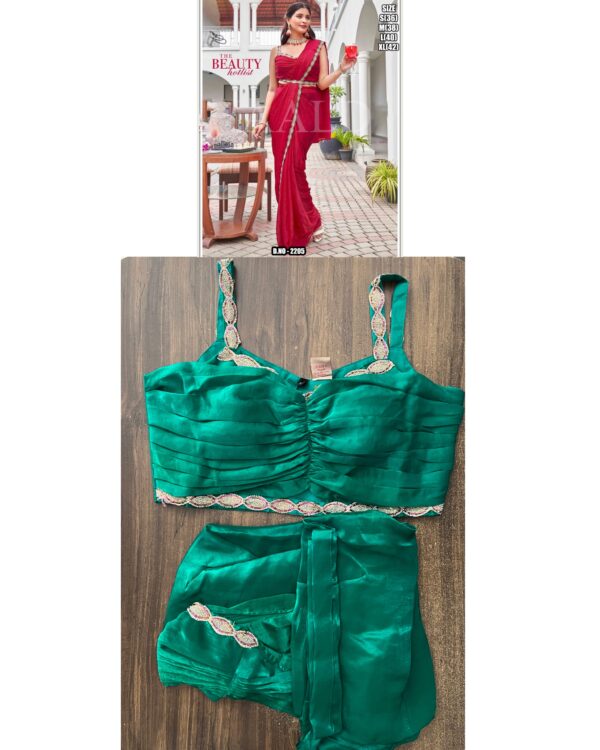 Enthralling Red Colour Cocktail Partywear Saree With Matching Blouse