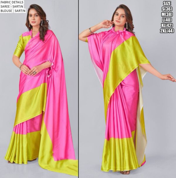 Brush And Drape: Ready To Wear Freehand Satin Silk Digital Printed Sarees