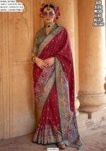 Super P.V Silk Luxury Printed Festive Wear Un-Stitched Blouse And Saree