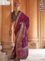 Super P.V Silk Luxury Printed Festive Wear Un-Stitched Blouse And Saree
