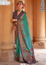 Super P.V Silk Luxury Printed Festive Wear Un-Stitched Blouse And Saree
