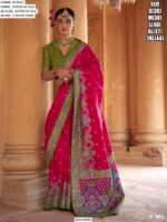 Super P.V Silk Luxury Printed Festive Wear Un-Stitched Blouse And Saree