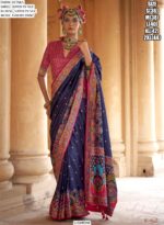 Super P.V Silk Luxury Printed Festive Wear Un-Stitched Blouse And Saree