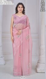 Supreme Organza With Hand Work Two Tone Zarkan Work Saree With Blouse