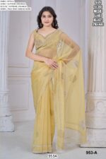 Supreme Organza With Hand Work Two Tone Zarkan Work Saree With Blouse