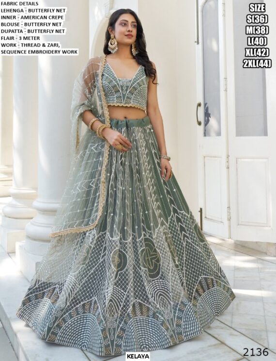 Reception Party And Engagement Wear Heavy Designer Butterfly Net Lehenga Choli