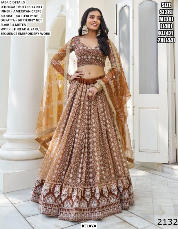 Reception Party And Engagement Wear Heavy Designer Butterfly Net Lehenga Choli