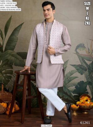 New Exclusive Festive And Party Look Men's Wear Viscose Silk Koti And Kurta Sets