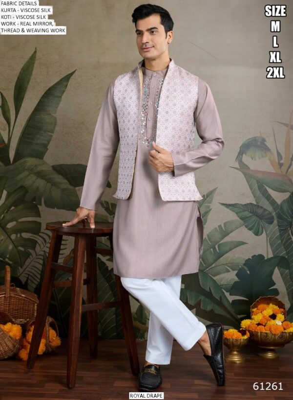 New Exclusive Festive And Party Look Men's Wear Viscose Silk Koti And Kurta Sets