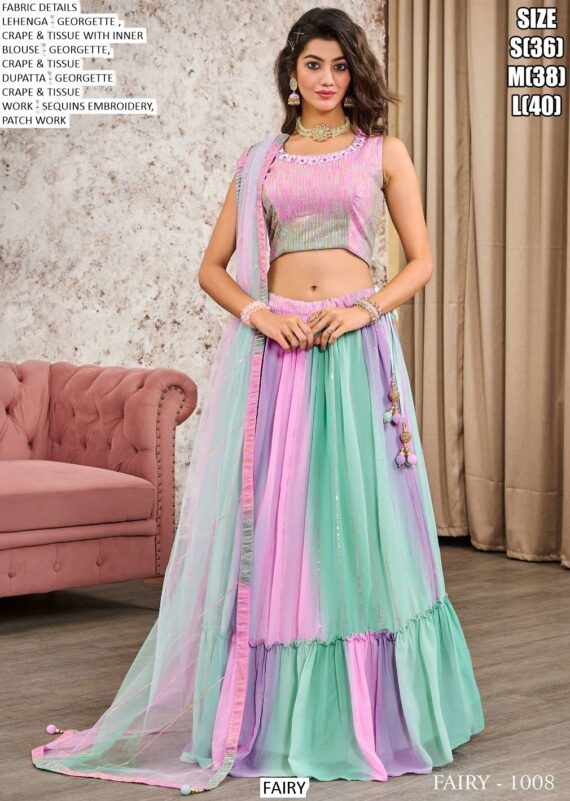 Premium Georgette Party Wear Fancy Crop Top Style Lehenga Choli Collection
