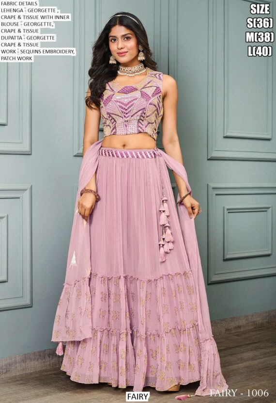 Premium Georgette Party Wear Fancy Crop Top Style Lehenga Choli Collection