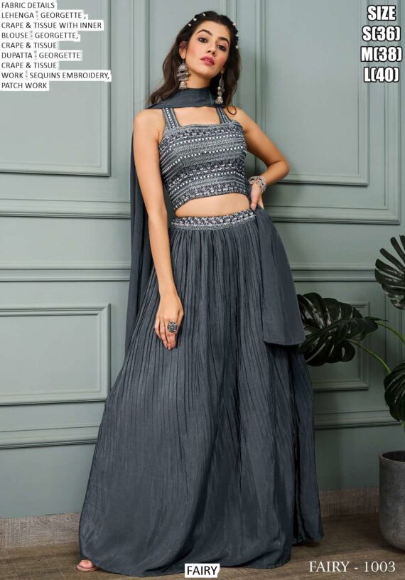 Premium Georgette Party Wear Fancy Crop Top Style Lehenga Choli Collection