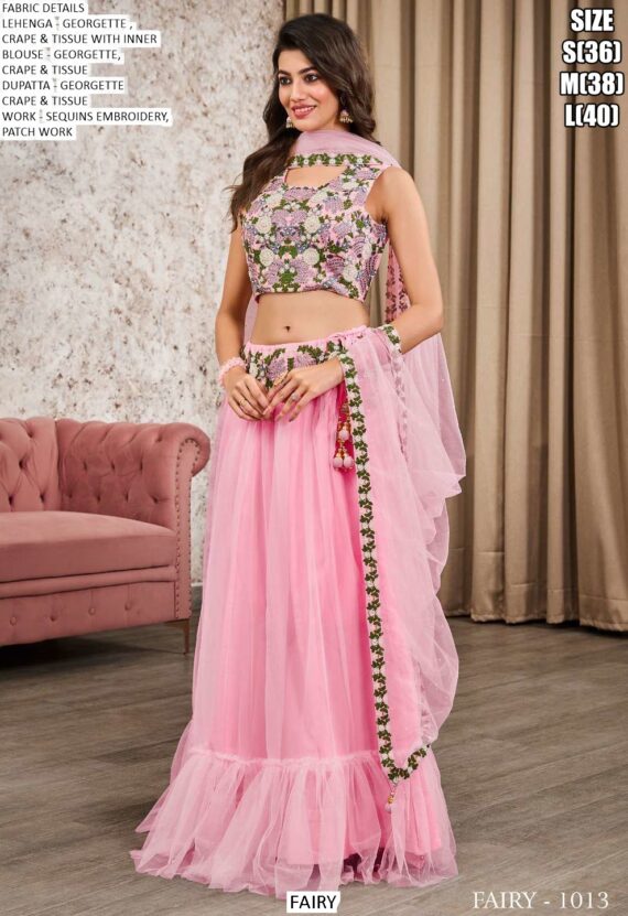 Premium Georgette Party Wear Fancy Crop Top Style Lehenga Choli Collection