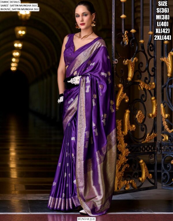 Feel Luxury In Every Occasions With Our Satin Mungha Silk Designer Woven Sarees